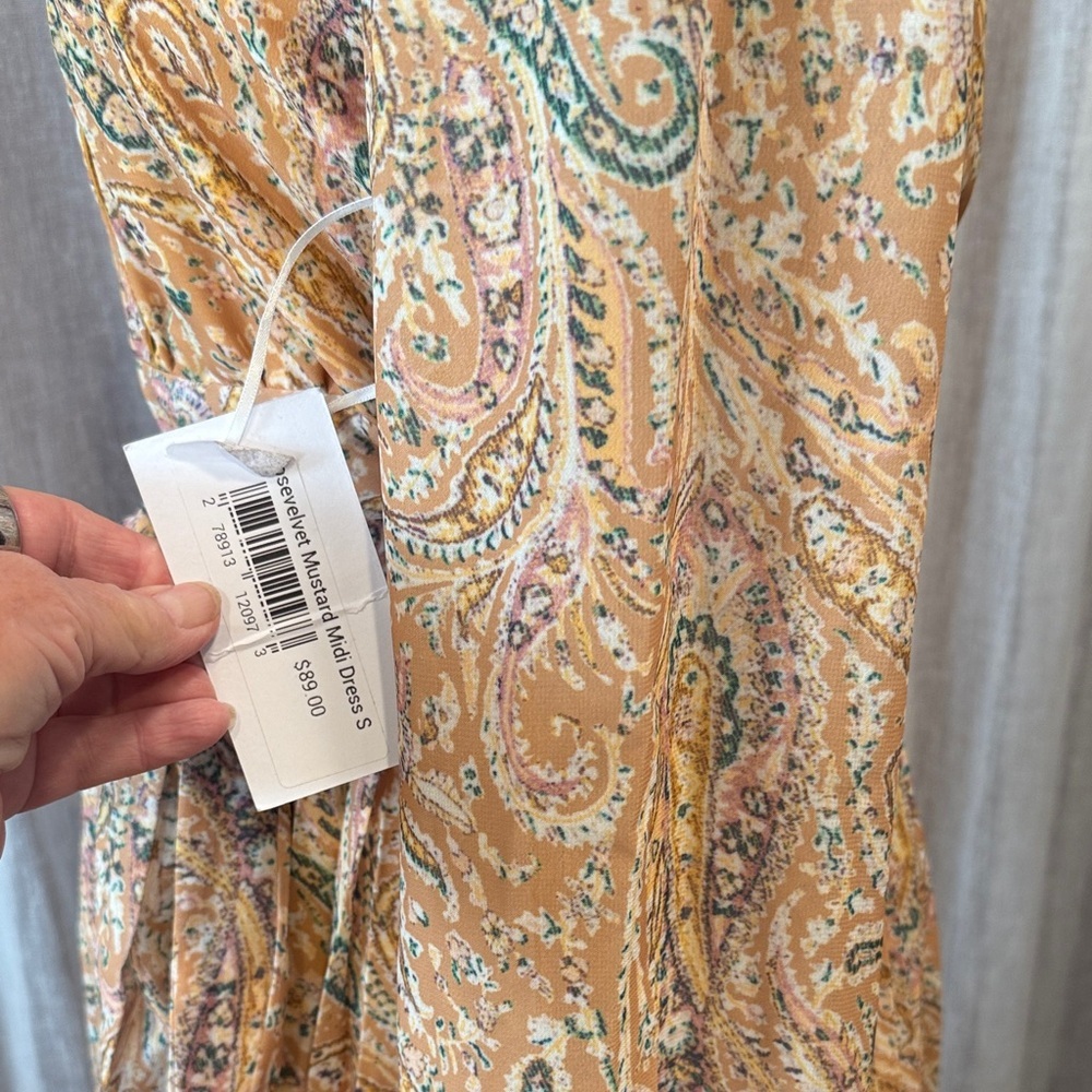 NWT Rose & Velvet Mustard Paisley Dress - Size S - Picture 9 of 16
